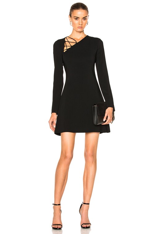 slim fit dress slacks Black Long Sleeve Dress Fit & Flare Boat Neck Cocktail Party Dress |  Structured Skater LBD with Button Cuffs for Evening & Date Night main image 0