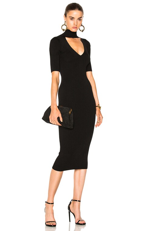 cushnie knit dress Cutout Turtleneck Pencil in Black bedroom-furniture
