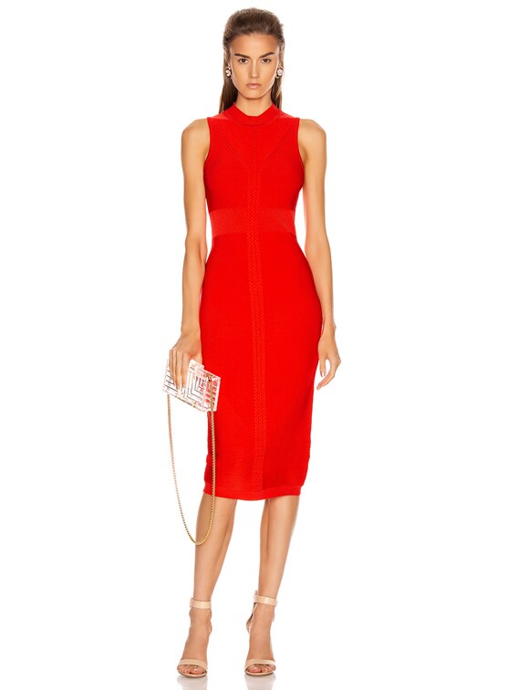 Cushnie Sleeveless Knit Pencil Dress in Vermillion | FWRD Cushnie Sleeveless Knit Pencil Dress in Vermillion | FWRD
