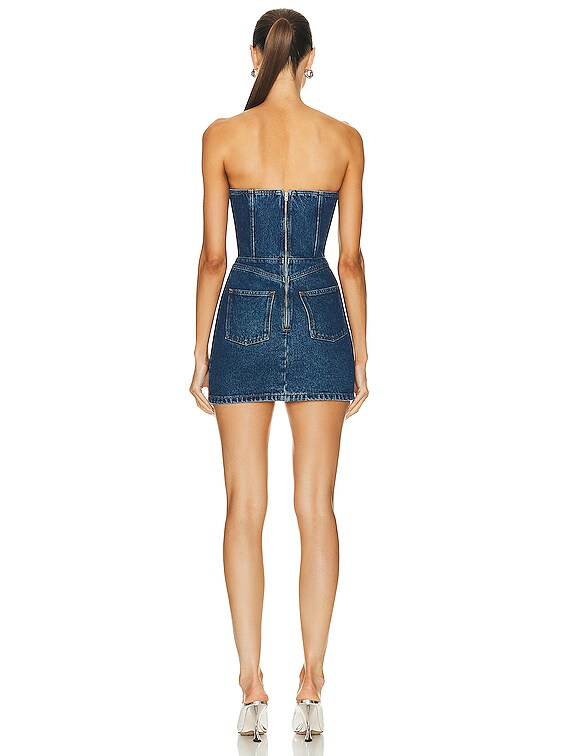 David Koma V Cut Denim Mini Dress in Indigo | FWRD