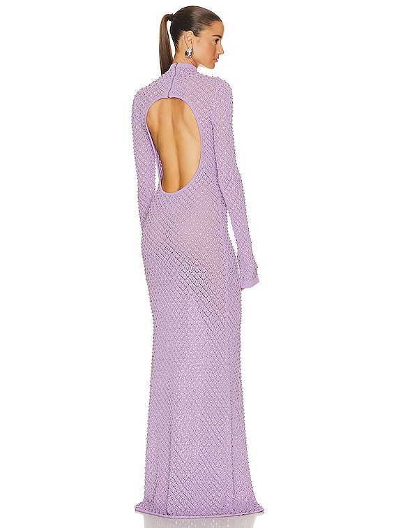 David Koma Crystal Embroidered Knit Gown in Lilac | FWRD