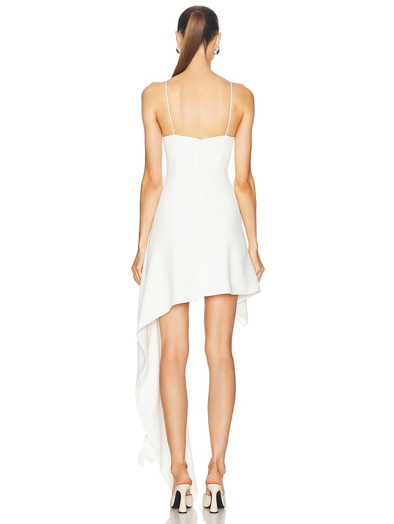 David Koma Midriff Lace Asymmetric Dress in White | FWRD