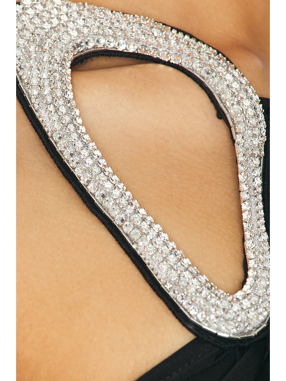 David Koma Crystal Buckle Asymmetric Skirt Dress in Black David Koma Crystal Buckle Asymmetric Skirt Dress in Black