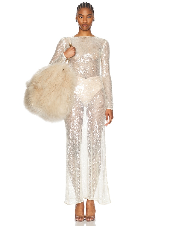 Sequin Open Back Gown