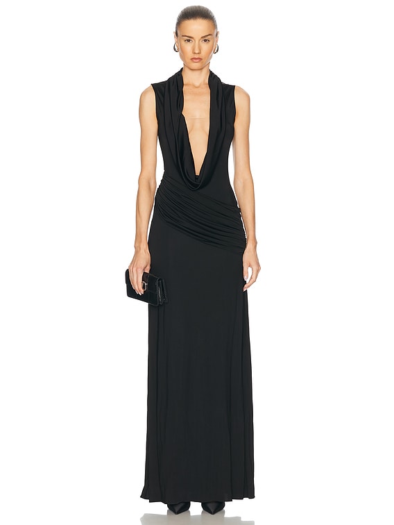 David Koma Plunge Neck Sleeveless Gown in Black | FWRD David Koma Plunge Neck Sleeveless Gown in Black | FWRD