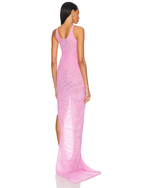 Ruched Mesh Gown