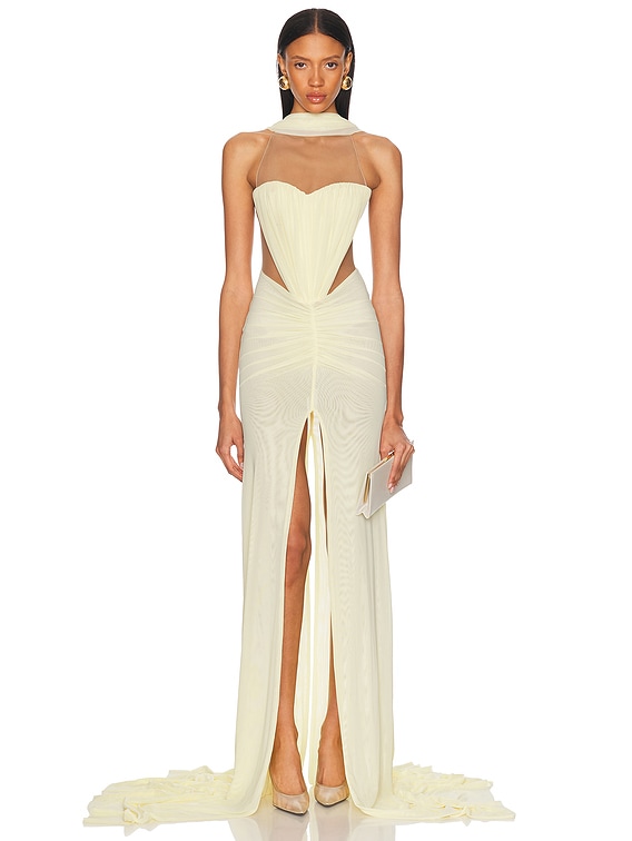 Ruched Scarf Detail Gown