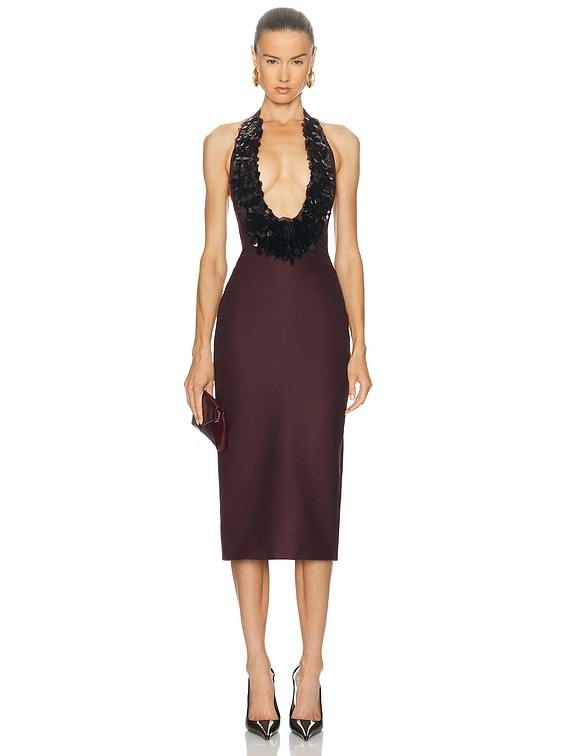 Payette Embroidered Neckline Halter Dress