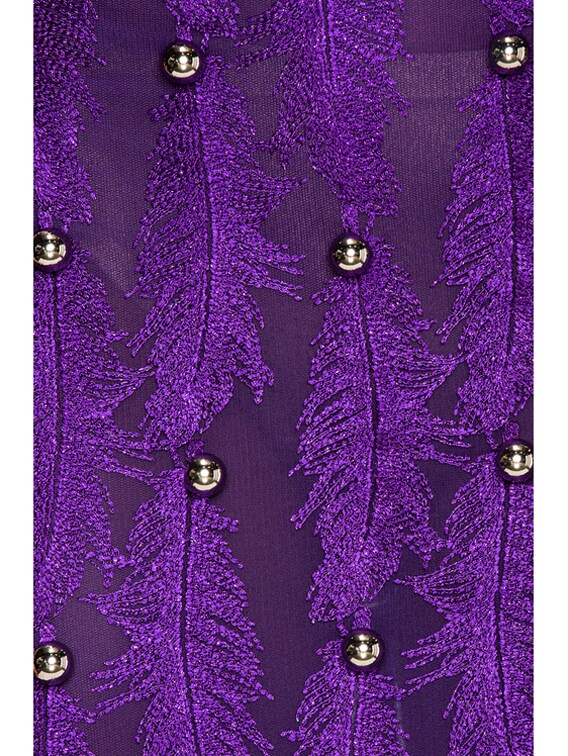 David Koma Feather Fringe Dress in Black & Purple | FWRD