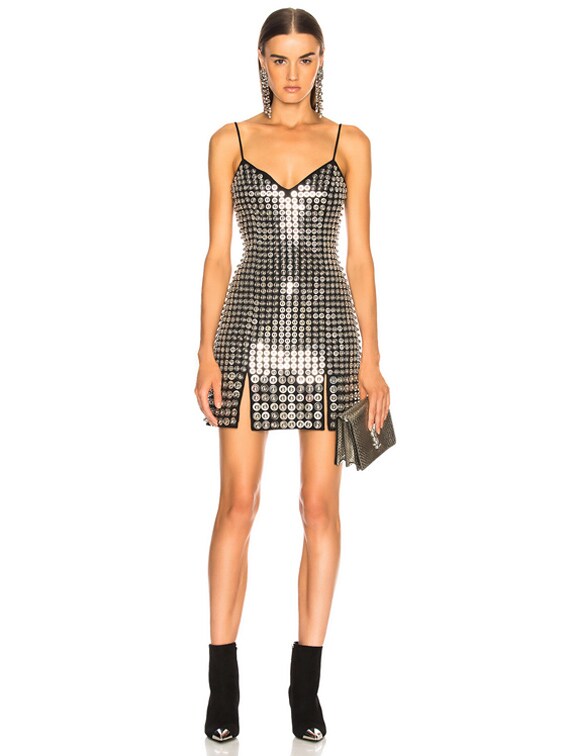 David Koma Metal Disc Dress in Black & Silver | FWRD