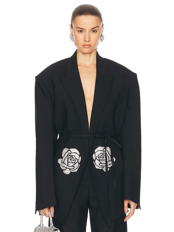 ボトムスその他 David Koma 'Tailored Tuxedo' Blazer David Koma Crystal Rose Embroidered Blazer in Black & Silver