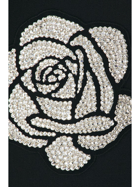 David Koma Crystal Rose Embroidered Blazer in Black & Silver