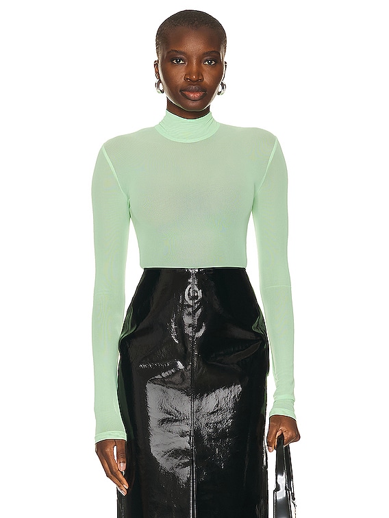 David Koma Long Sleeve Mesh Bodysuit in Mint