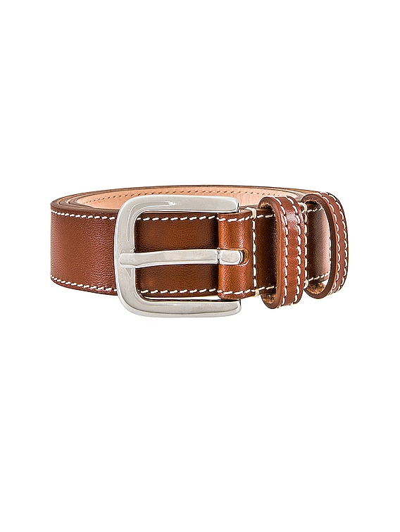 Déhanche Louison Leather Belt XS Camel Ivory Stitch with Silver Hardware Hollyhock Gold main image 4