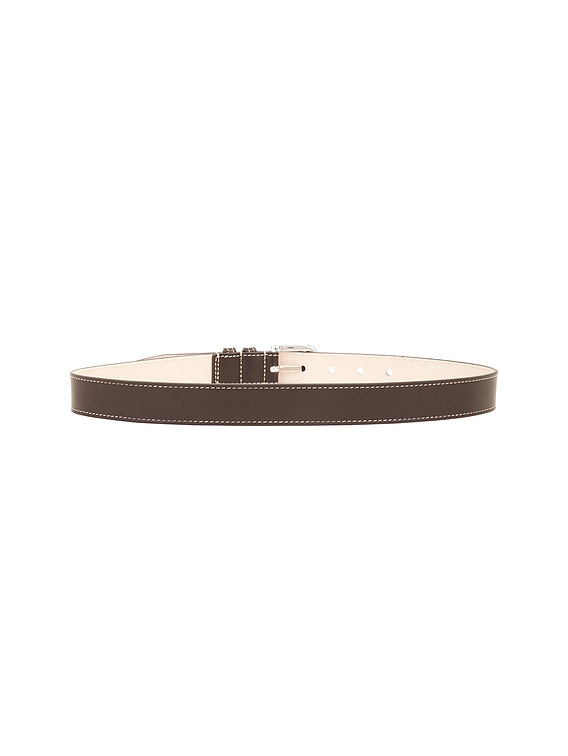 DEHANCHE Louison Belt in Tobacco, Ivory Stitch, & Silver | FWRD display picture 1