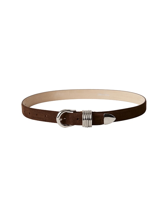 DEHANCHE Hollyhock Suede Belt in Chocolate & Silver | FWRD display picture 1
