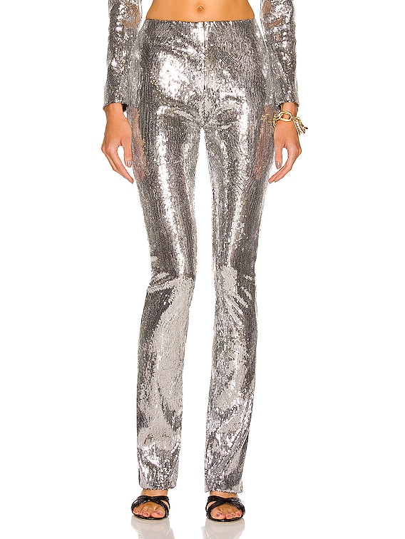 Silver Sequin Wide Leg Tailored Trousers | boohoo NZ