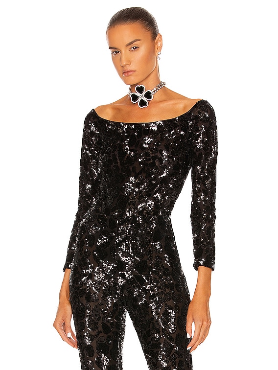 off the shoulder sequin bodysuit