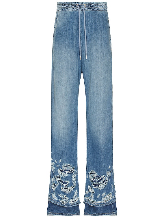 Diesel Martian Denim Wide Pants in Blue | FWRD