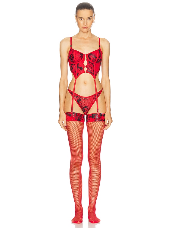 Diesel x SAVAGE FENTY by RIHANNA Fishnet Bustier in Red
