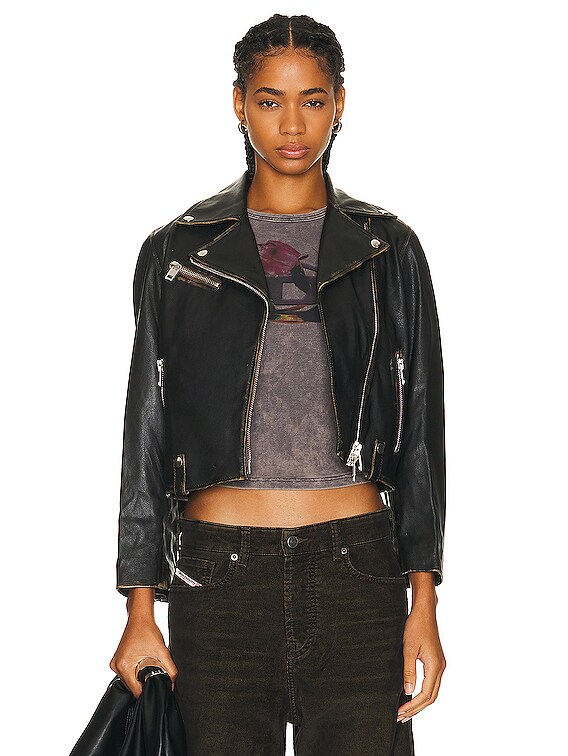 Diesel Leather Jacket in Black | FWRD