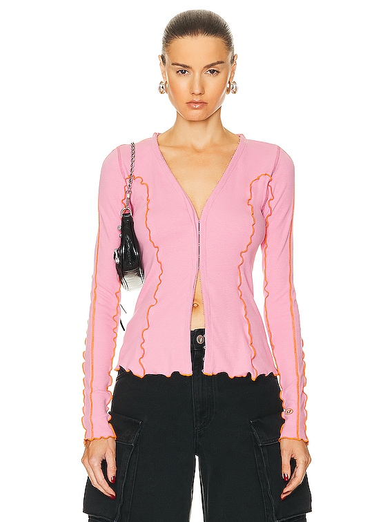 Diesel Top A Fascia Con Logo In Metallo In Pink