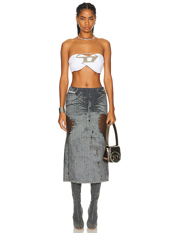 Diesel Logo Strapless Top in White | FWRD