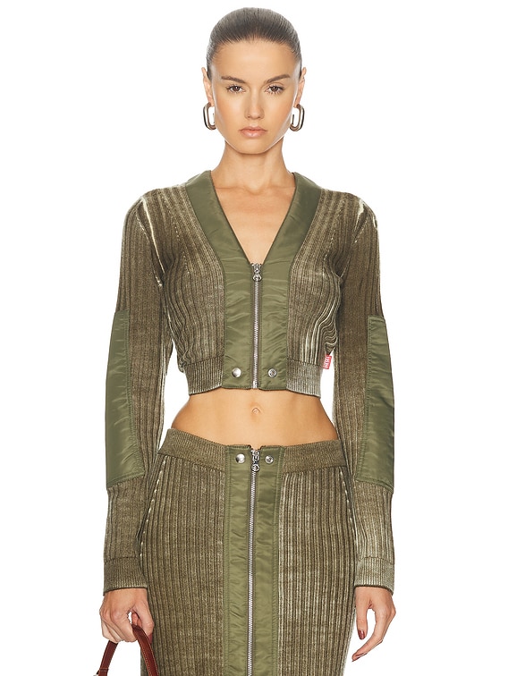DIESEL リブ編み クロップドトップス Diesel トップ - Olive & Green | FWRD