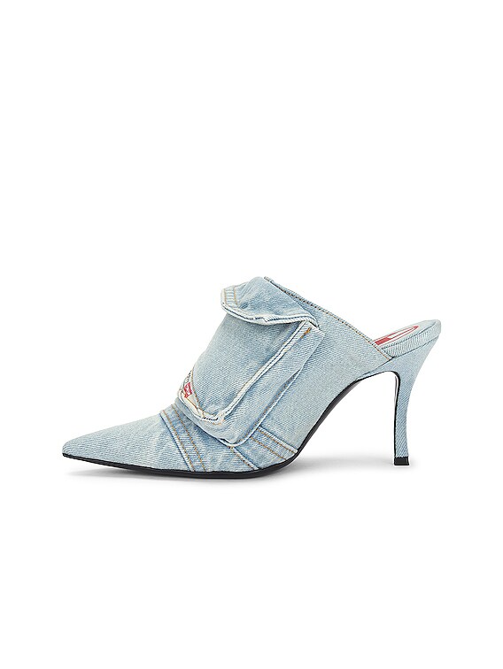 *Diesel*D ヴィーナス ポケット ヒール ミュール D-VENUS POCKET ML Woman: Heeled mules in washed denim | Diesel