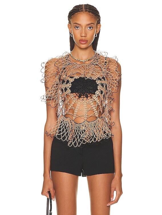 Diotima Web Top in Copper & Black | FWRD