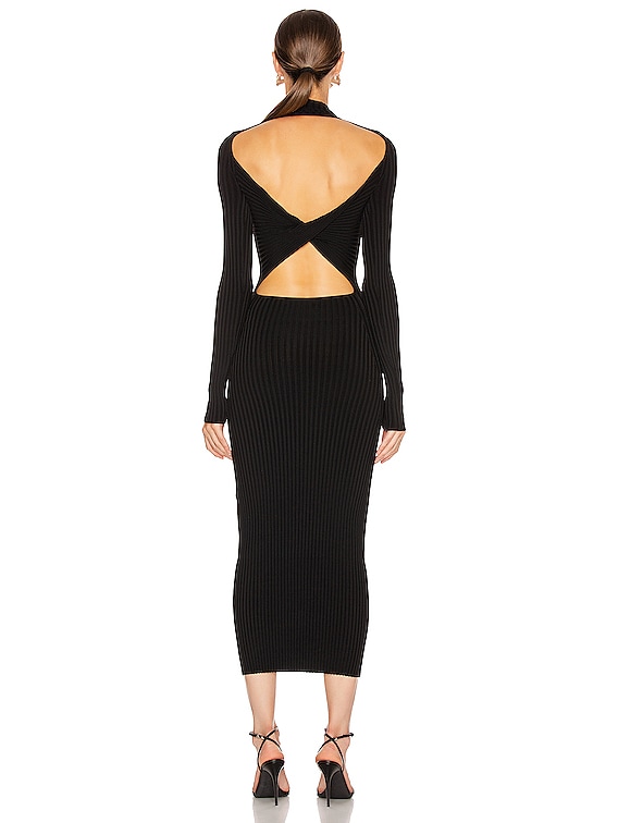 dion lee rib twist dress Dion Lee Stripe Rib Twist Dress in Black