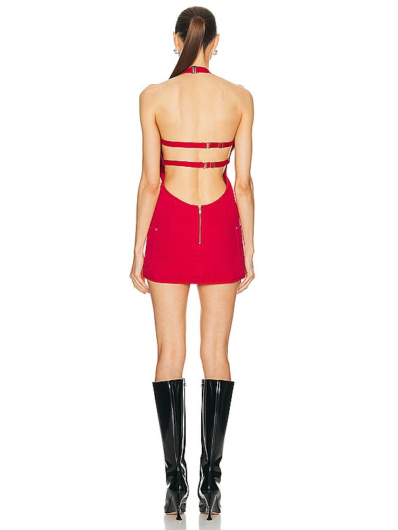 dion lee bustier dress red Smocked Doric Corset Dress Oxblood Red