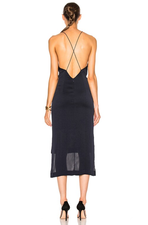 navy satin cami dress