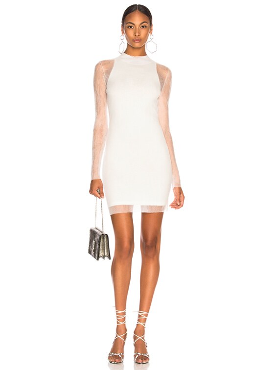 Dion Lee Sheer Knit Mini Dress in Ivory | FWRD Dion Lee Sheer Knit Mini Dress in Ivory | FWRD