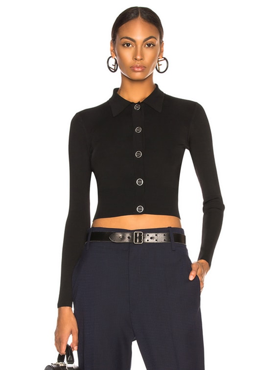 Dion Lee Density Cropped Cardigan in Black | FWRD