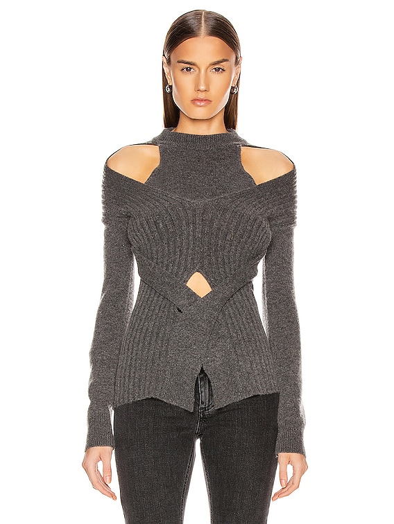 Dion Lee Cashmere Cable Tie Sweater in Charcoal FWRD