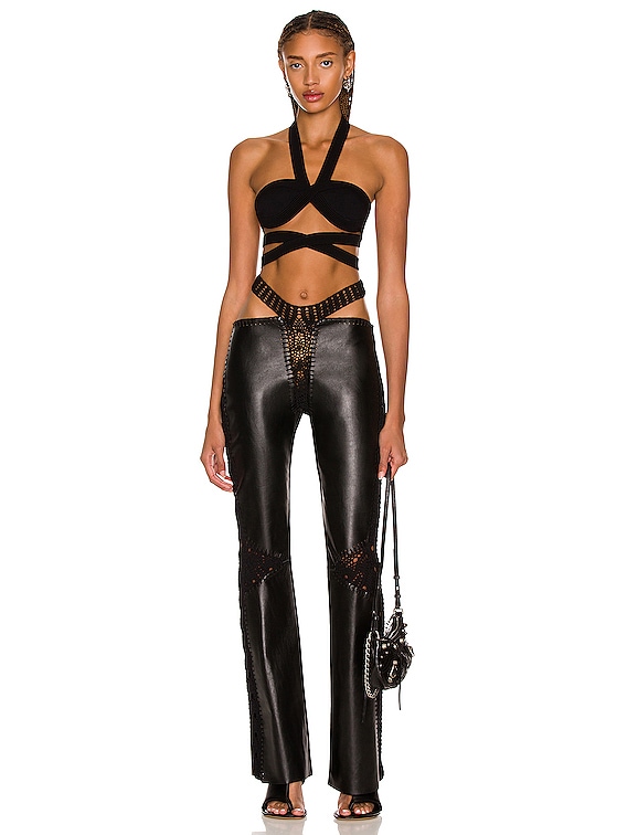 Dion Lee Leather Crochet Pant in Black | FWRD
