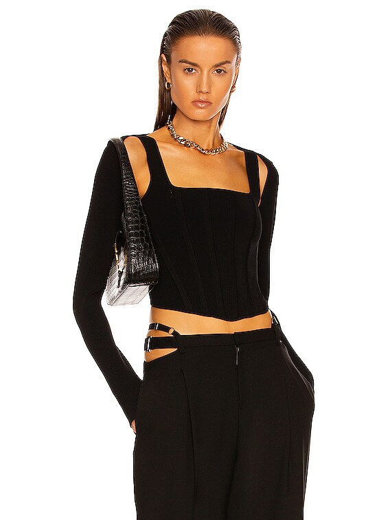 white christmas dresses Dion Lee Black Pointelle Knit Corset Midi Dress - BOPF main image 1