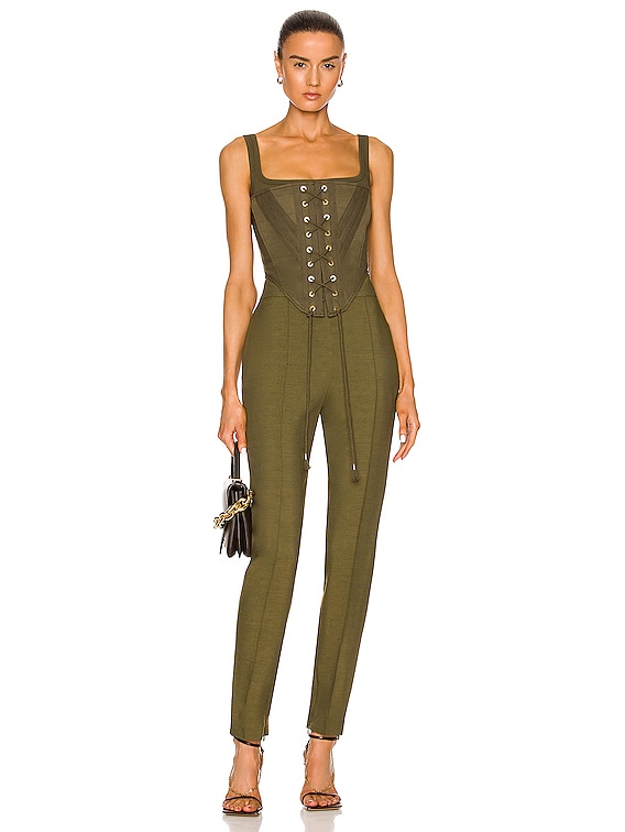 Dion Lee Laced Utility Corset in Moss | FWRD