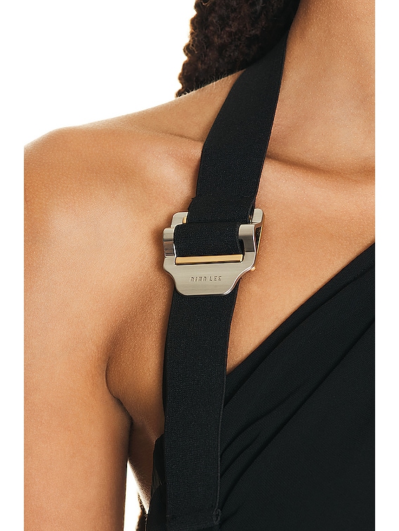 Dion Lee Safety Slider Gathered Tank in BLACK | FWRD