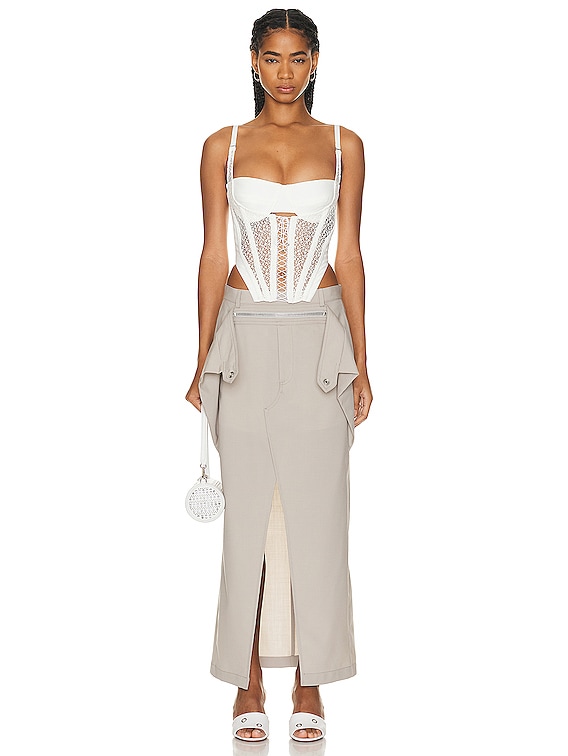 Dion Lee Lace Up Corset Top in Ivory