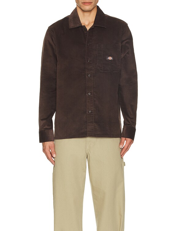 Dickies Corduroy Long Sleeve Shirt in Chocolate Brown | FWRD