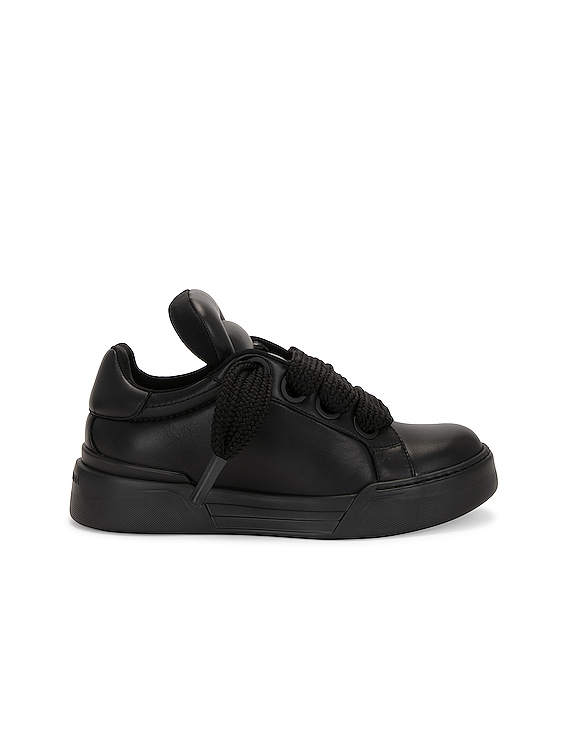 スニーカー DOLCE & GABBANA BLACK LEATHER MEGA SKATE SNEAKERS Dolce & Gabbana Mega Skate Sneaker in Black | FWRD