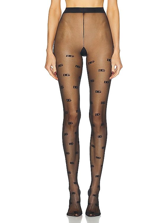 Dolce & Gabbana Sheer Logo Tights in Nero | FWRD