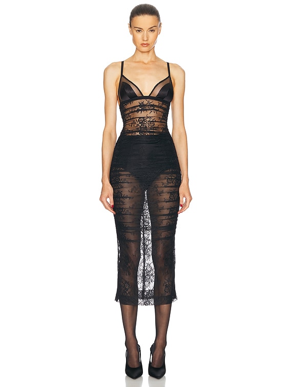 Dolce & Gabbana Lace Slip Dress in Nero | FWRD