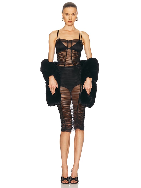 Dolce & Gabbana Sheer Midi Dress in Black | FWRD