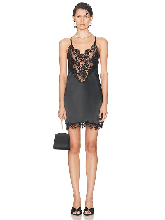Dolce & Gabbana Lace Slip Mini Dress in Black | FWRD
