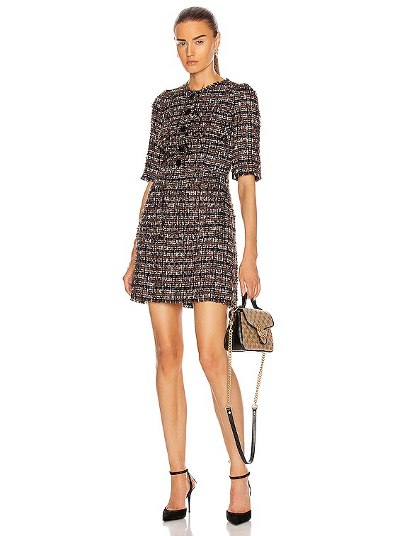 Dolce & Gabbana Mini Check Dress in Black & Brown | FWRD