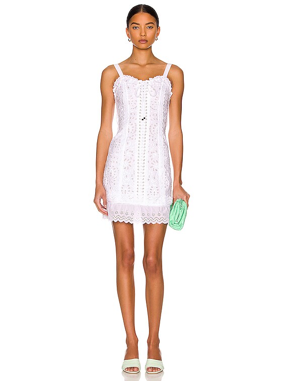 Dolce & Gabbana Lace Mini Dress in Bianco Ottico | FWRD Dolce & Gabbana Lace Mini Dress in Bianco Ottico | FWRD