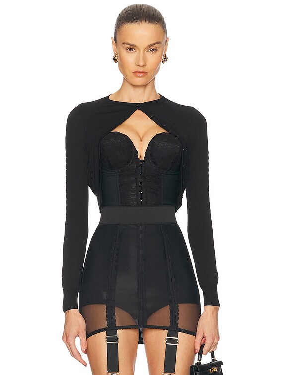 Dolce & Gabbana Cropped Cardigan in Black | FWRD